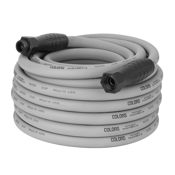Colors SwivelGrip Garden Hose, 5/8in x 75ft, 3/4in - 11 1/2 GHT Fittings, Slate Grey - HFZC575GYS-E