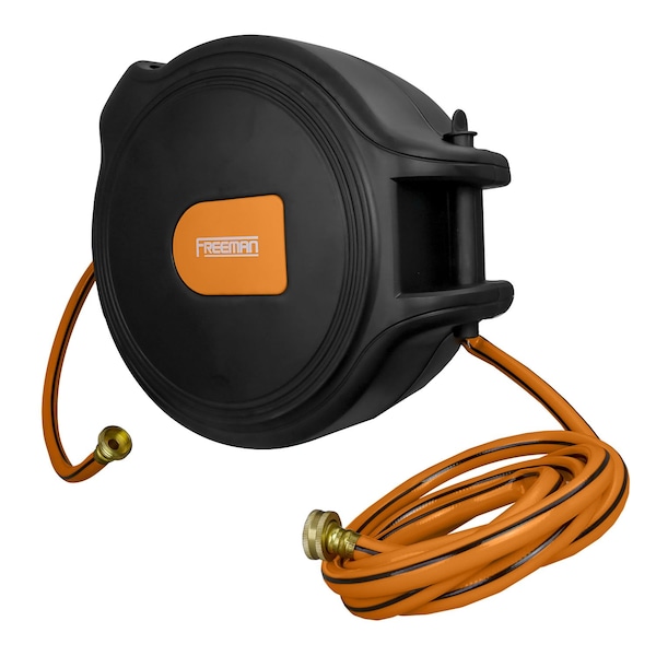 Freeman 1/2in x 65' Retractable Water Hose Reel with Spray Nozzle - PWHR1265N