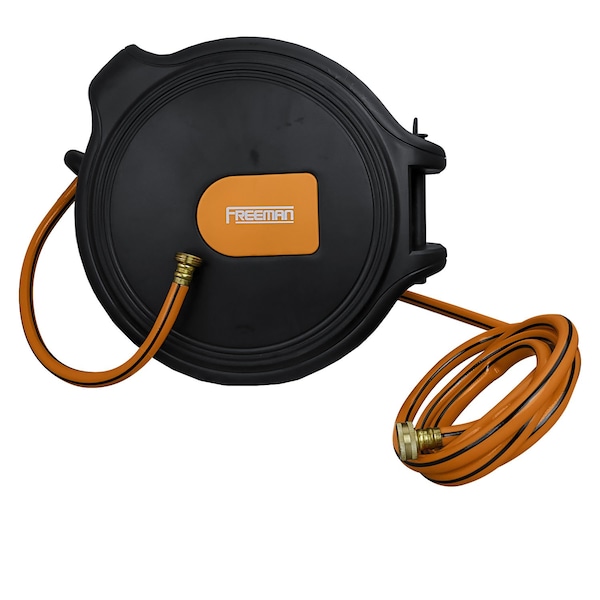 Freeman 1/2in x 65' Retractable Water Hose Reel with Spray Nozzle - PWHR1265N