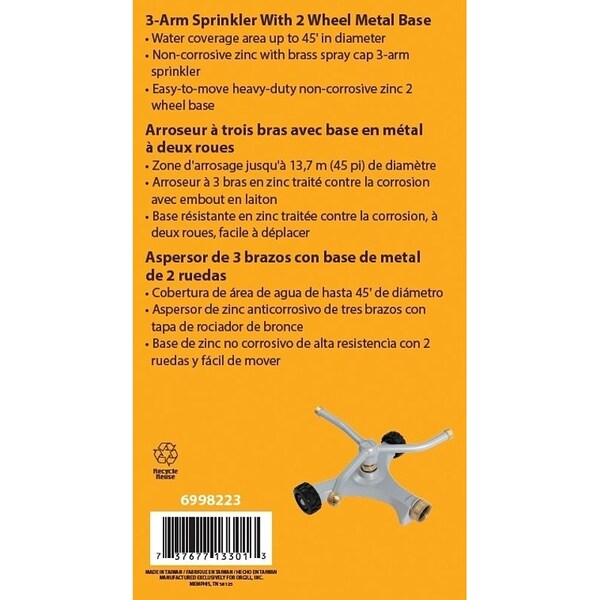 Landscapers Select Lawn Sprinkler, Female, Round, Zinc - YM133A