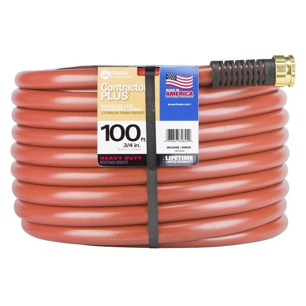 Swan SNCG34100 Garden Hose, 100 ft L, RubberVinyl, Red - CSNCG34100