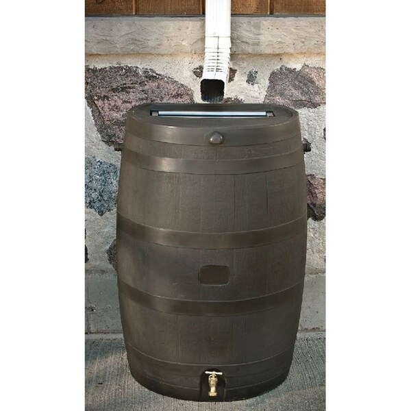 Rts Rain Barrel, 50 gal Capacity, Plastic, Brown - 55100009005600