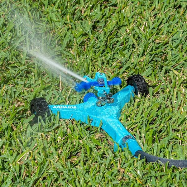Aqua Joe Indestructible Series Metal Impulse Sprinkler w/ Wheeled 10-In Base - AJ-IS10WB