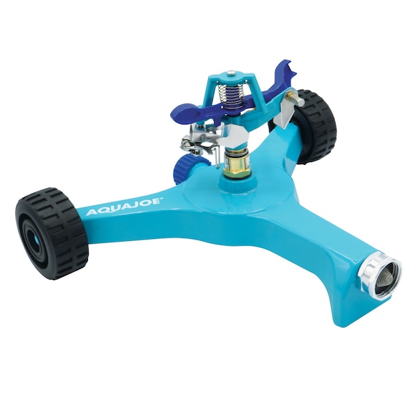 Aqua Joe Indestructible Series Metal Impulse Sprinkler w/ Wheeled 10-In Base - AJ-IS10WB
