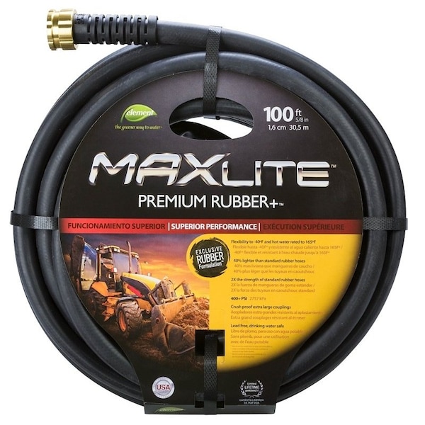 Swan SGC58100 Garden Hose, 100 ft L, Rubber, Black - CELSGC58100