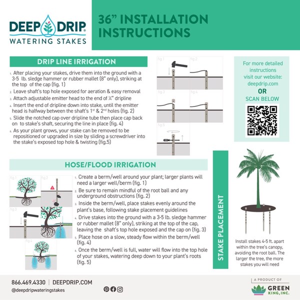 Deep Drip Deep Drip For 1/4 in. Tubing Drip Irrigation Watering Stake 36 in. H 1 pk - 36GKDD