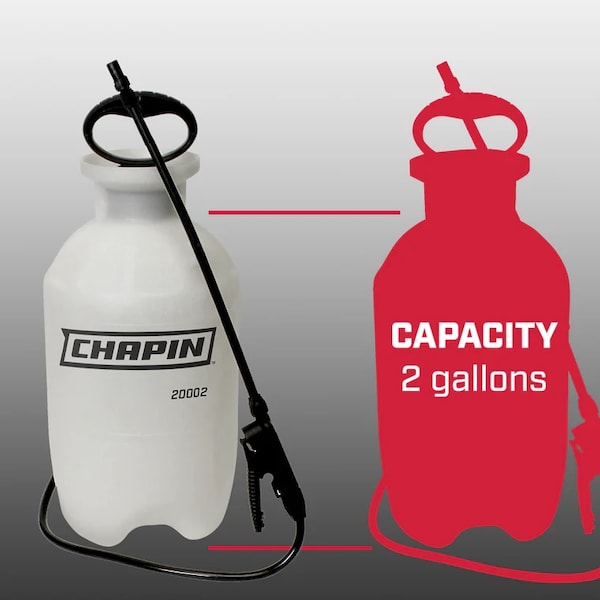 Chapin 2 gal Funnel Top Sprayer, 34 in L Hose, Polyethylene Tank, Cone Spray Pattern - 20002