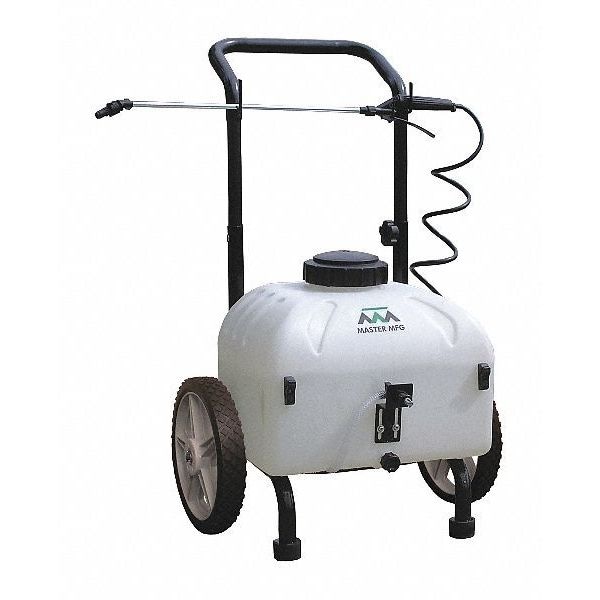 Master Mfg 9 gal Broadcast Lawn Sprayer, 50 in Coverage, 12V Rechargable Battery, 2 hr Per Charge - PCD-E3-009B-MM