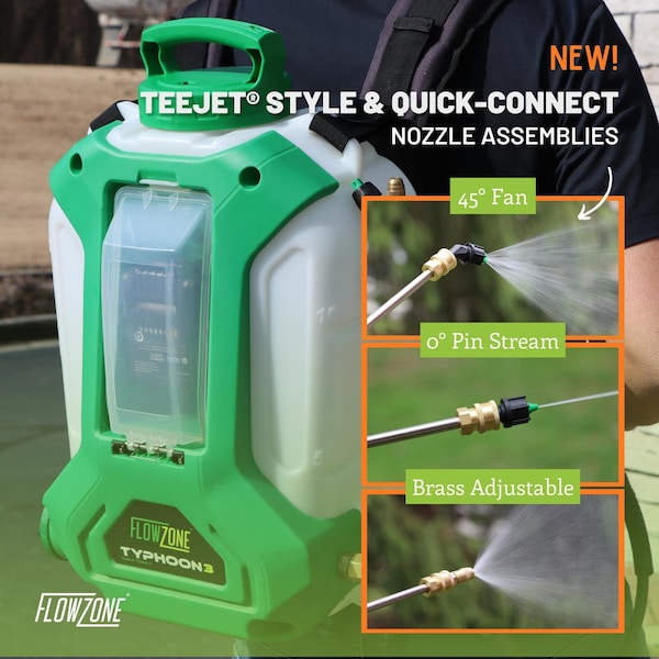 Flowzone 4 gal Backpack Sprayer, Plastic, 5 ft L Hose, Cone/Fan/Jet Nozzle Spray Pattern - FZVAAK-3