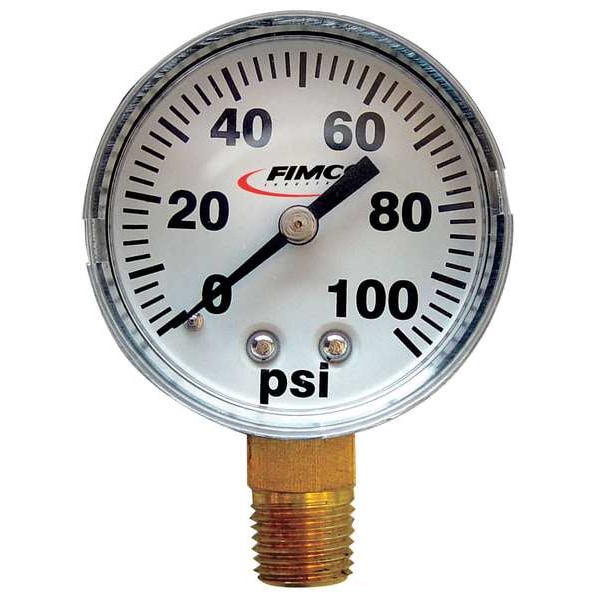 Fimco Pressure Gauge, 0 to 100 psi, 2In, 1/4In - 5167007