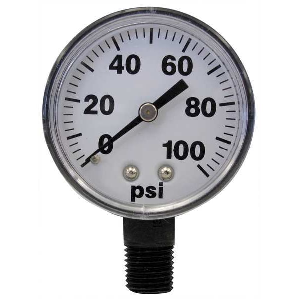 Fimco Pressure Gauge, 0 to 100 psi, 2In, 1/4In - 5167007