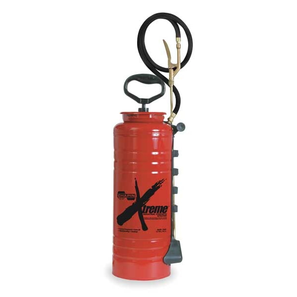 Chapin 3-1/2 gal Handheld Industrial Sprayer, Steel, 48 in L Hose, 24 in L Wand, Fan Nozzle Spray Pattern - 19049