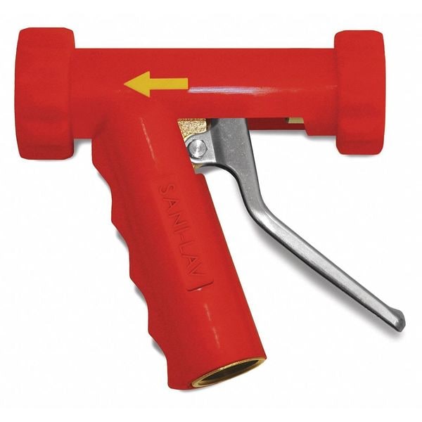 Sani-Lav Spray Nozzle, Red, Brass/SS, Pistol Grip - N8R