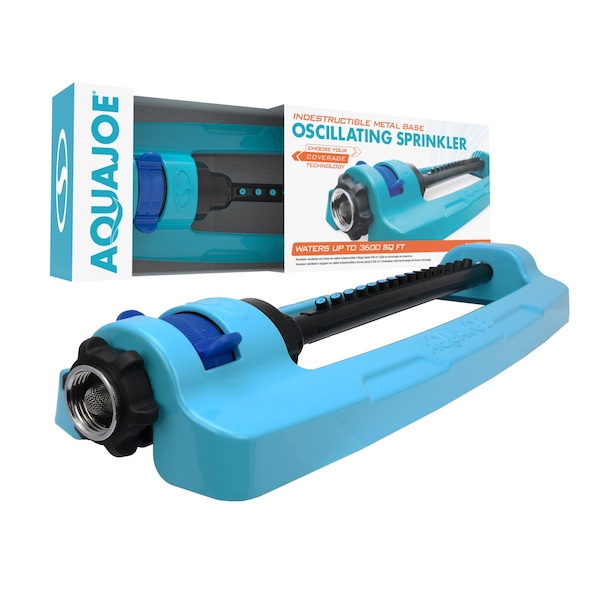 Aqua Joe Indestructible Metal Base Oscillating Sprinkler with Adjustable Spray - SJI-OMS16