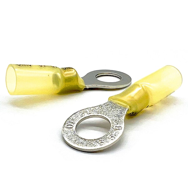 Boltsandnuts.Com 1000 piezas de conectores de anillo amarillos con contracción térmica de grado marino #10 de diámetro, AWG 12-10, 1000 piezas - EL-1210-RING10-HSY-1000