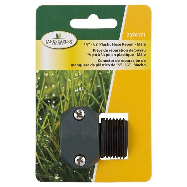 Landscapers Select Hose Coupling, 5/8 to 3/4 in, Male, Plastic, Black/Green - GC5313L