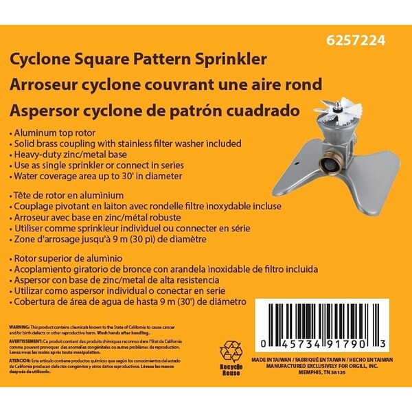 Landscapers Select Lawn Sprinkler, Female, Round, Zinc - GT50104