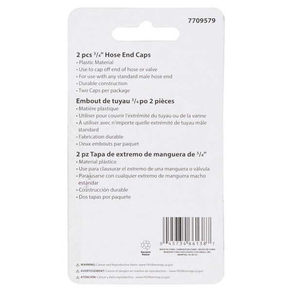 Landscapers Select Hose End Cap, 3/4 in, Female, Plastic, Black - GHEC