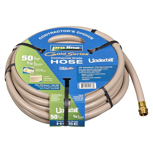 Underhill Products 5/8'' ProLine Hose GOLD 50' Length, 125 PSI WP, 500 PSI Burst Strength - H58-050PRO-G