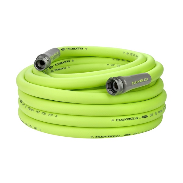 Flexzilla Garden Hose, 5/8in x 50ft, 3/4in - 11 1/2 GHT Fittings - HFZG550YW-E
