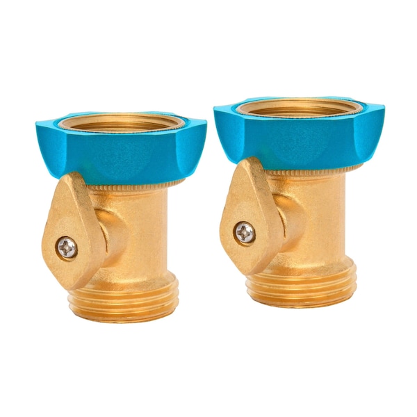 Aqua Joe Indestructible Series Brass Heavy-Duty Hose Shut Off Valve, 2-Pack - AJ-IHE-2PK
