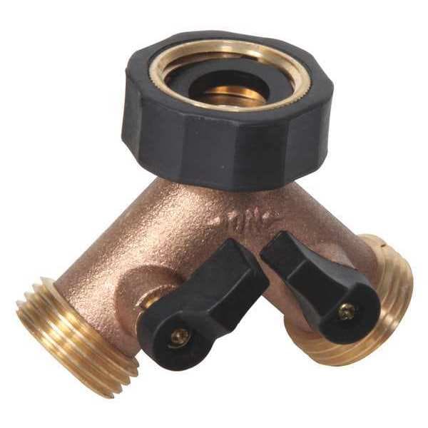 Midwest Control Hose Splitter, Brass Garden, 3/4" GHT - G-GHC2