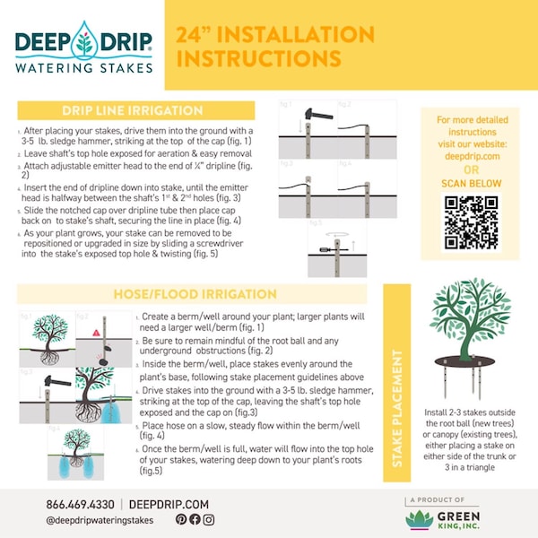Deep Drip Deep Drip For 1/4 in. Tubing Drip Irrigation Watering Stake 24 in. H 1 pk - 24GKDD