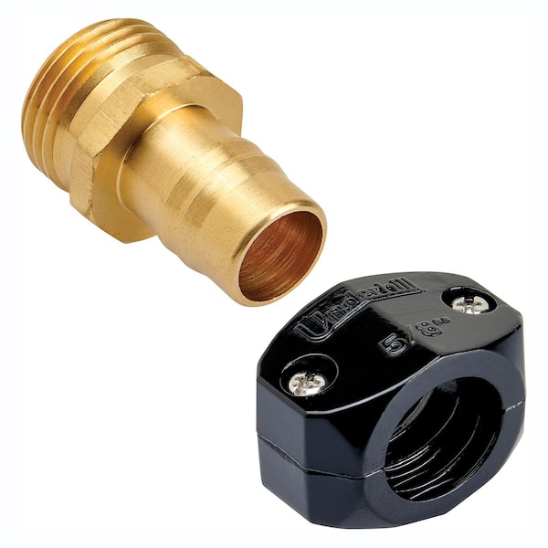 Underhill Underhill 5/8" Hose Diameter Brass Male Mender with Clamp - HR-58M