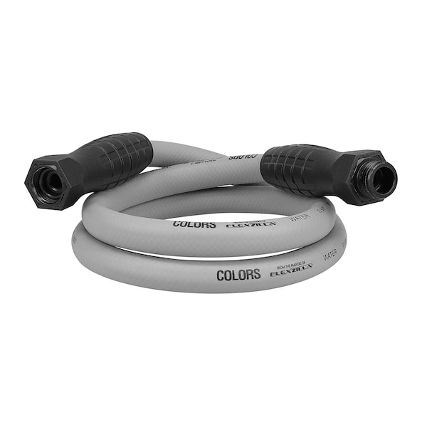 Colors SwivelGrip Garden Hose, 5/8in x 5ft, 3/4in - 11 1/2 GHT Fittings, Slate Grey - HFZC505GYS-E