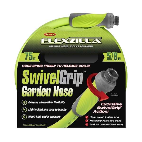 Legacy Legacy Flexzilla SwivelGrip 5/8 in. D X 75 ft. L Medium Duty Premium Grade Garden Hose - HFZG575YWS