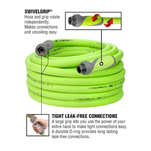 Legacy Legacy Flexzilla SwivelGrip 5/8 in. D X 75 ft. L Medium Duty Premium Grade Garden Hose - HFZG575YWS