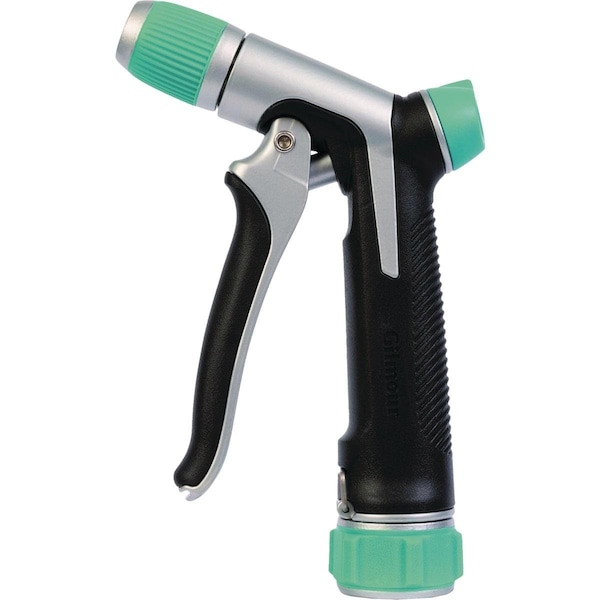All-Source Gilmour Stainless Steel Adjustable Pistol Nozzle, Black & Green - 825602-1001