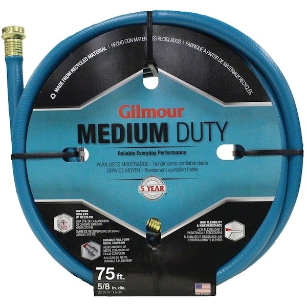 Gilmour 8167511001 Garden Hose, 58 in, 75 ft L, RubberVinyl, Green - 816751-1014