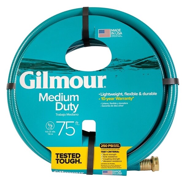 Gilmour 8167511001 Garden Hose, 58 in, 75 ft L, RubberVinyl, Green - 816751-1014