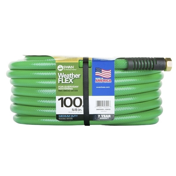Swan SNWF58100 Garden Hose, 100 ft L, Vinyl, Green - CSNWF58100