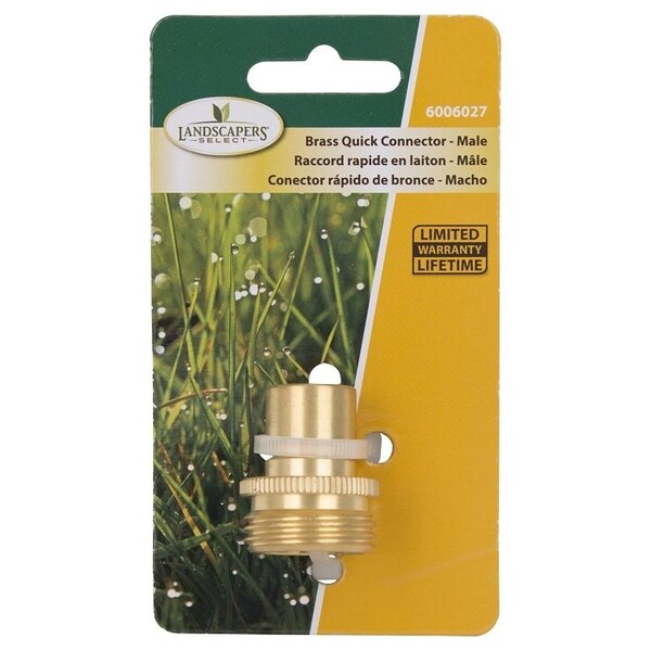 Landscapers Select Hose Connector, 3/4 in, Male, Brass, Brass - GB9610