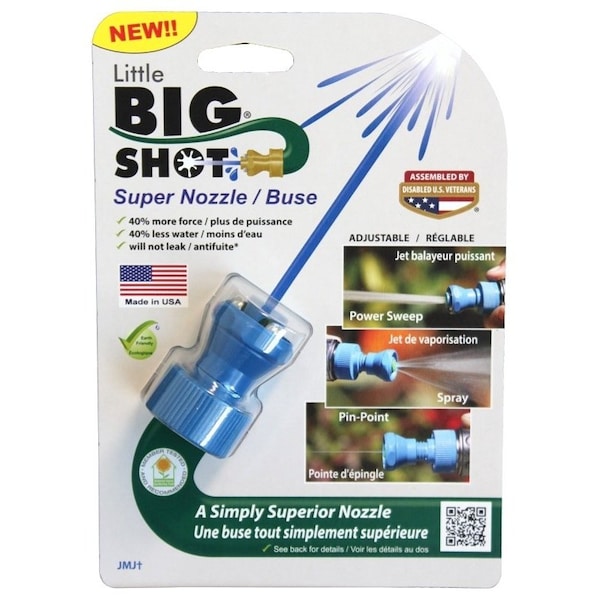 Little Big Shot LittleBigShot Adjustable Twist Hose Nozzle, 3/4 in, GHT, Polyketone, Blue - LBS-151