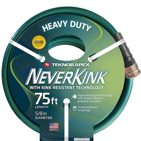 Neverkink 861575 HeavyDuty Garden Hose, 75 ft L, Green - 8617-75/8615