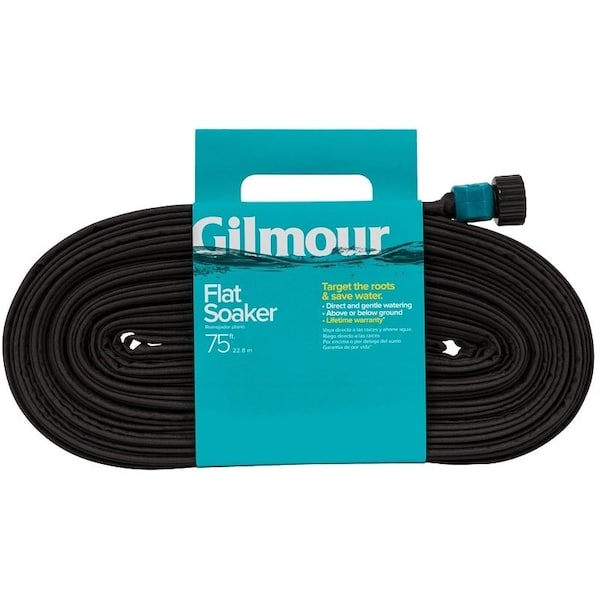 Gilmour Mfg Soaker Hose with Cloth Cover, 75 ft L, Vinyl, Black - 870751-1001