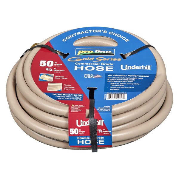 Underhill Products 3/4'' ProLine Hose GOLD 50' Length, 125 PSI WP, 500 PSI Burst Strength - H75-050PRO-G