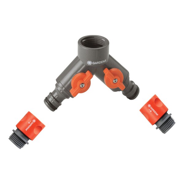Gardena Gardena 5/8 & 1/2 in. Nylon/ABS Threaded Female/Quick Connect 2-Way Shut-off Valve - 36938-G