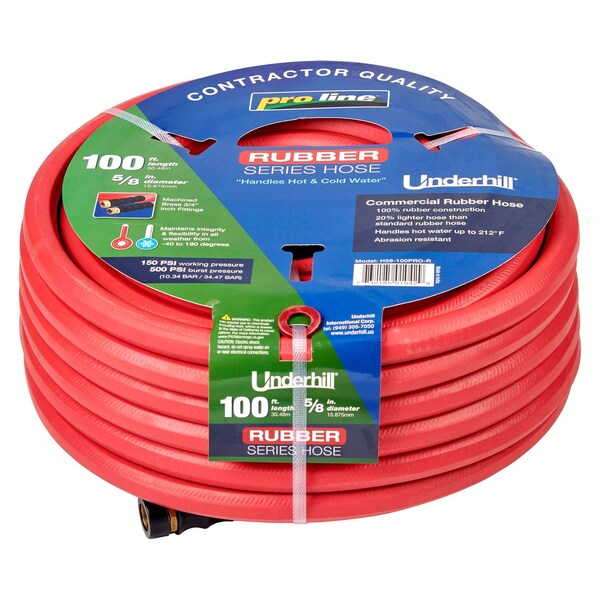 Underhill Products 5/8'' ProLine Hose Rubber Series 100' Length, 150 PSI WP, 500 PSI Burst Strength - H58-100PRO-R