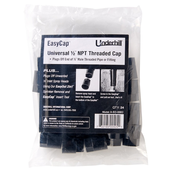 Underhill Products Easy Cap Used W/ tool to cap off spray head risers or other 1/2'' MPT nipples/risers 1/2'' FPT - A-EO-05EC