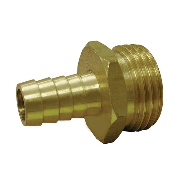 Jones Stephens 3/4in. MHT x 5/8in. Hose Barb Brass Garden Hose Adapter, Lead Free - G20142
