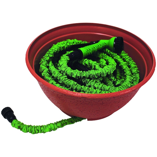 Emsco Group Expandable Hose Hider, Expandable Hose Storage Pot, Rustic Terracotta - 1580-1