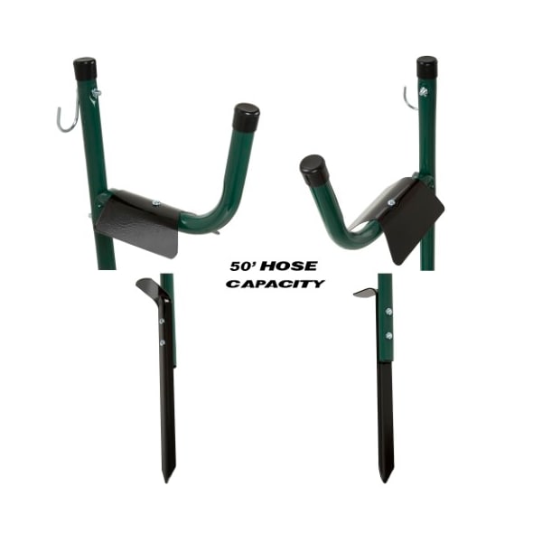 Fleming Supply Garden Hose Holder Caddy, Easy Install Outdoor Free Standing Metal Rack for Water Hose in Yard - 164551ZCP