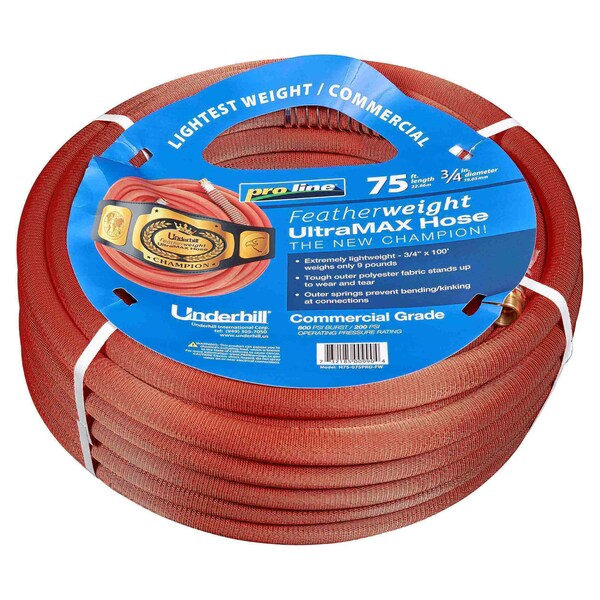 Underhill Products Featherweight Proline Hose, 3/4'' x 75 ft, 200 PSI WP, 800 PSI Burst Strength - H75-075PRO-FW