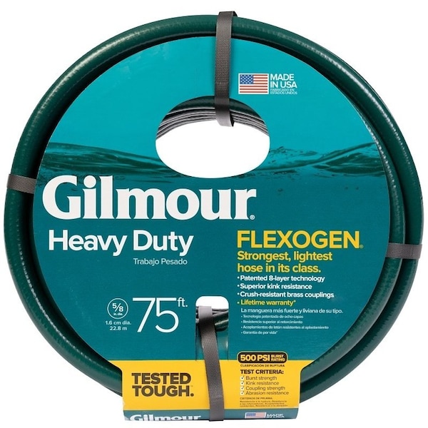 Gilmour Garden Hose, 75 ft L, Vinyl, Green - 864751-1001