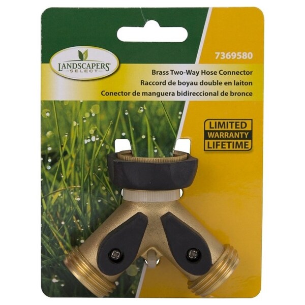 Landscapers Select Y-Connector, Female and Male, Brass, Brass, For: Garden Hose and Faucet - GB9105A3L
