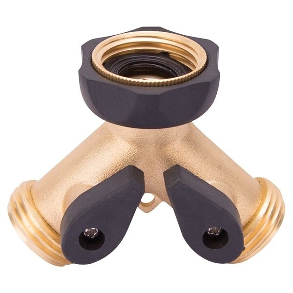 Landscapers Select Y-Connector, Female and Male, Brass, Brass, For: Garden Hose and Faucet - GB9105A3L